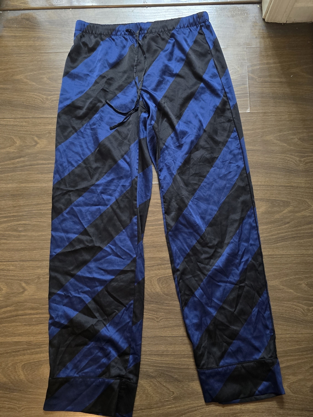 Victoria's Secret Blue and Black Diagonal Stripe Pajama Pants